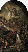 Charles le Brun Louis XIV. presenting his sceptre and helmet to Jesus Christ Sweden oil painting artist